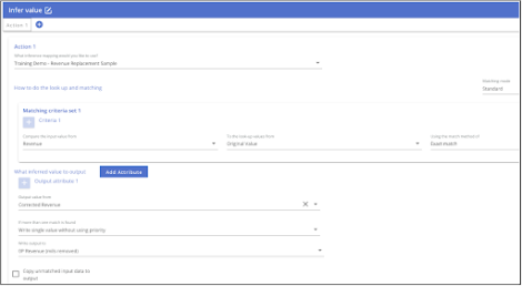 Screenshot showing how to use the RDA Cloud Infer value task to filter records.
