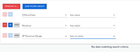 Screenshot showing sample filter within the RDA Cloud used to verify the data’s completeness.