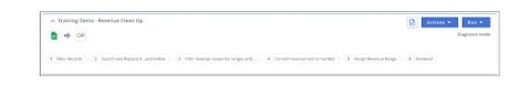 Screenshot showing the complete RDA Cloud process for converting a mixed-text data field to the numerical range format.